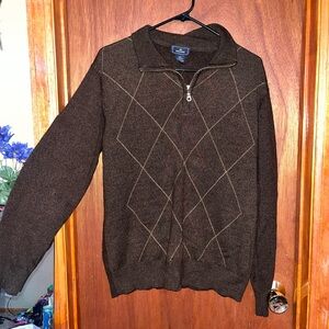 Plaid brown long sleeve thin sweater🥧